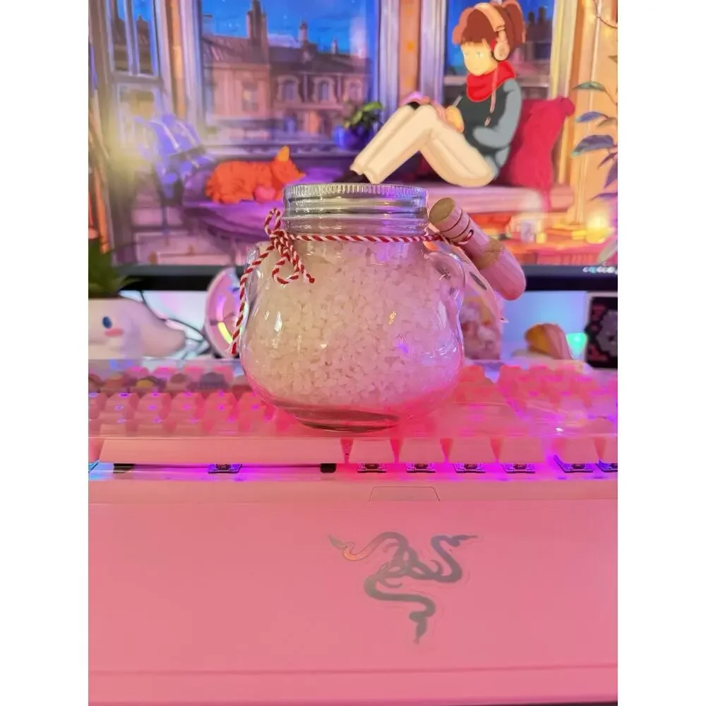 Hello Kitty Bath Salts Crystal Glass Jar Lid Lavender Clouds 2025 Sanrio READ